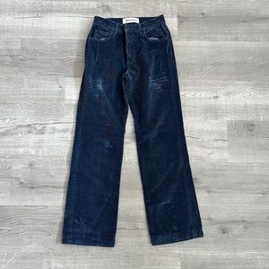 Reformation corduroy straight leg pants in navy blue